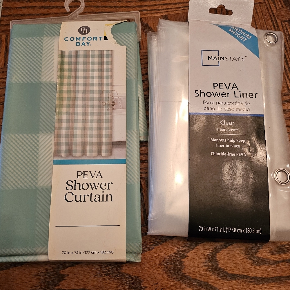 Set of 2 shower curtain/liner